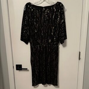 Jessica Simpson Black and Gold Mini Dress